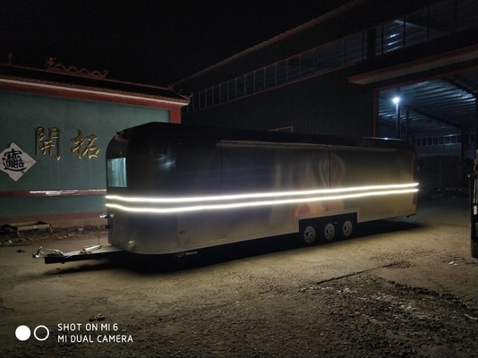 Κινητό γρήγορο μπαρ από ανοξείδωτο χάλυβα παγωτό φορτηγό φορτηγό Hot Dog Airstream τροφίμων τροχόσπιτο